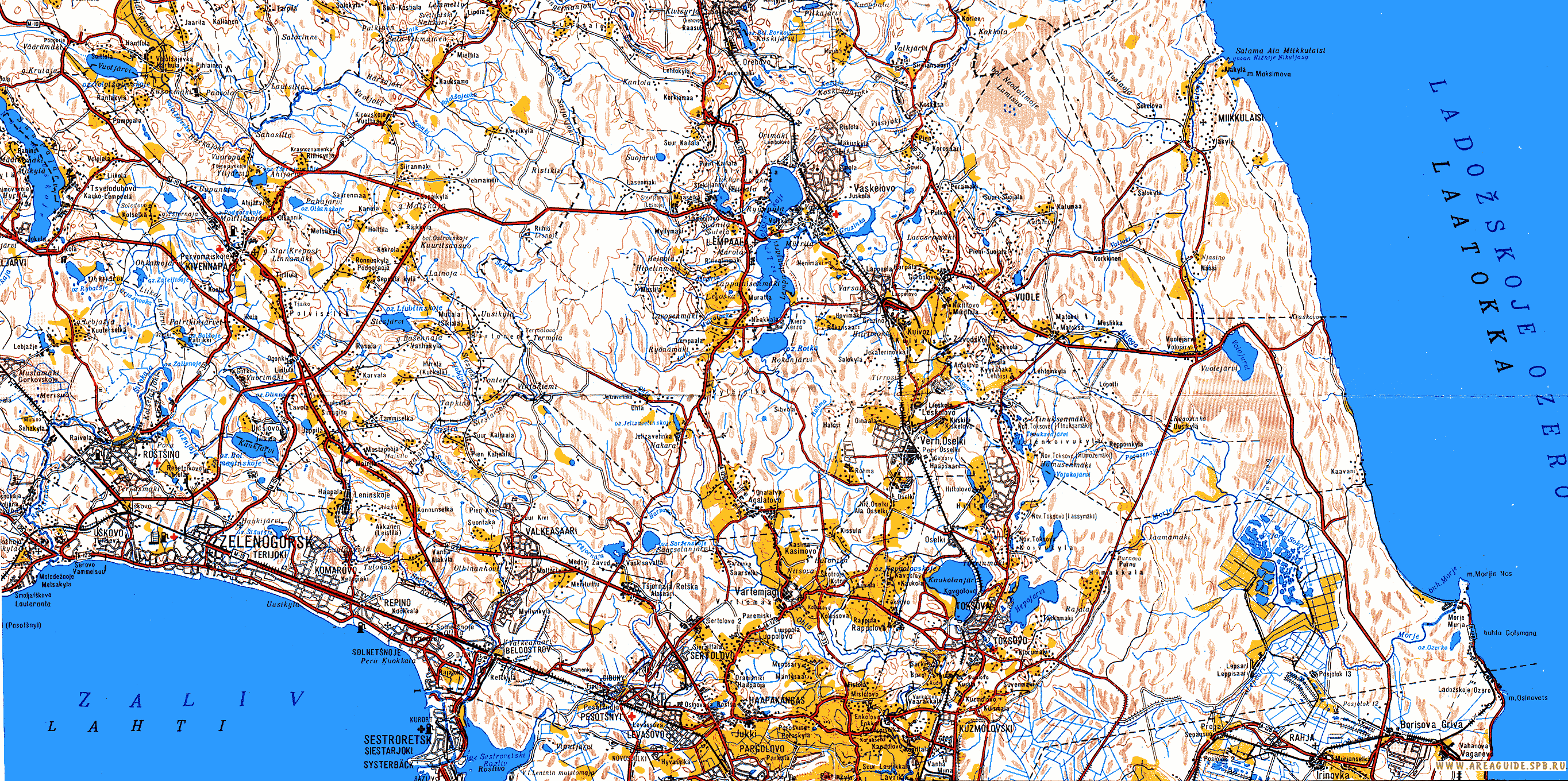 ОКРЕСТНОСТИ ПЕТЕРБУРГА. Карта Карельского Перешейка 1938-1993г