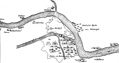 Город Ниен на карте течения Невы. 1681 г.