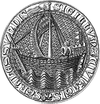 Изображение ганзейского когга на печати г. Штральзунда. XIV в.