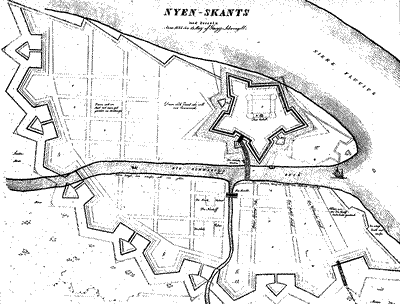 План крепости Ниеншанц и города Ниена (проект Георга Швенгеля). 1644 г.