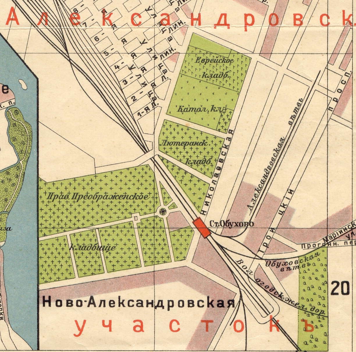 Преображенское кладбище на карте Петербурга