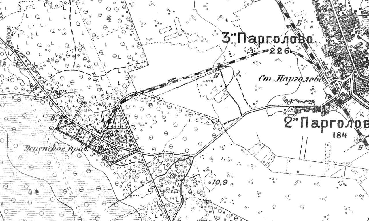 Успенское кладбище на топографической карте 