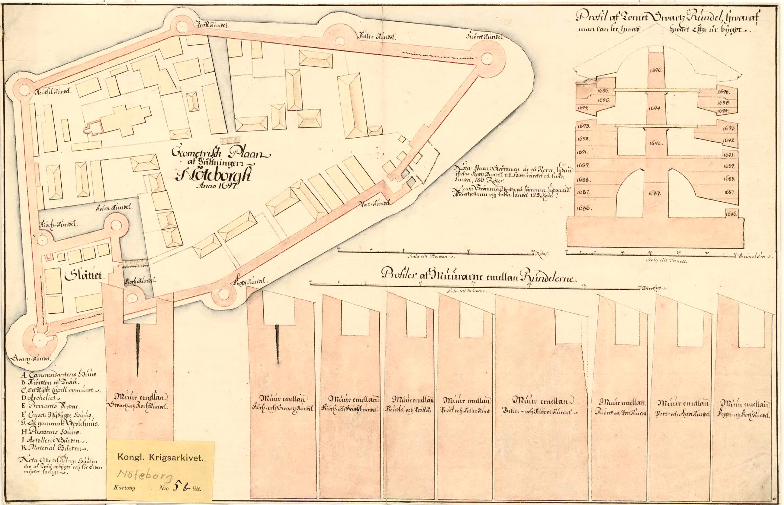 Карты Окрестностей Петербурга: Крепость Нотебург - 1697