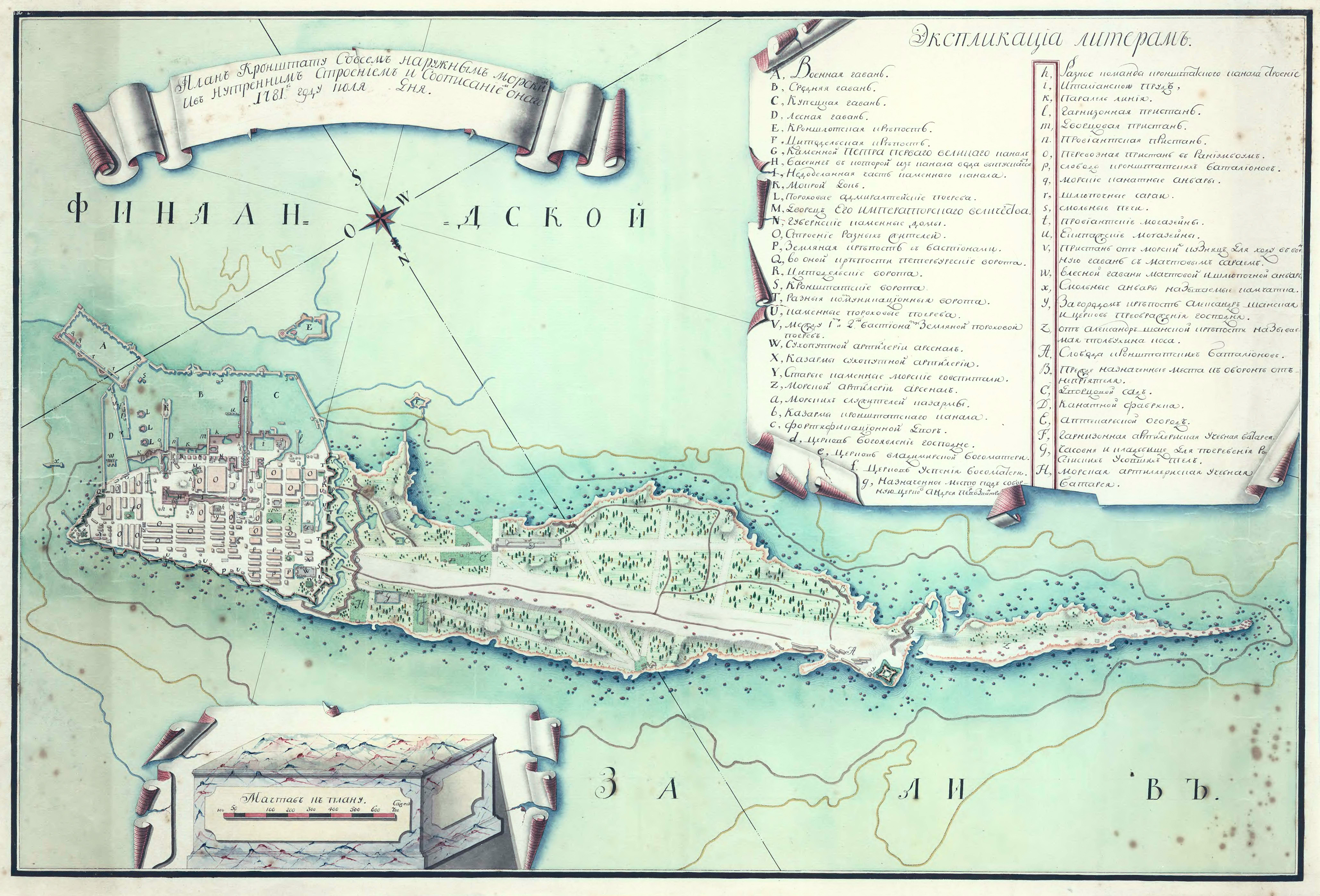 Карты Окрестностей Петербурга: План Кронштадта - 1781
