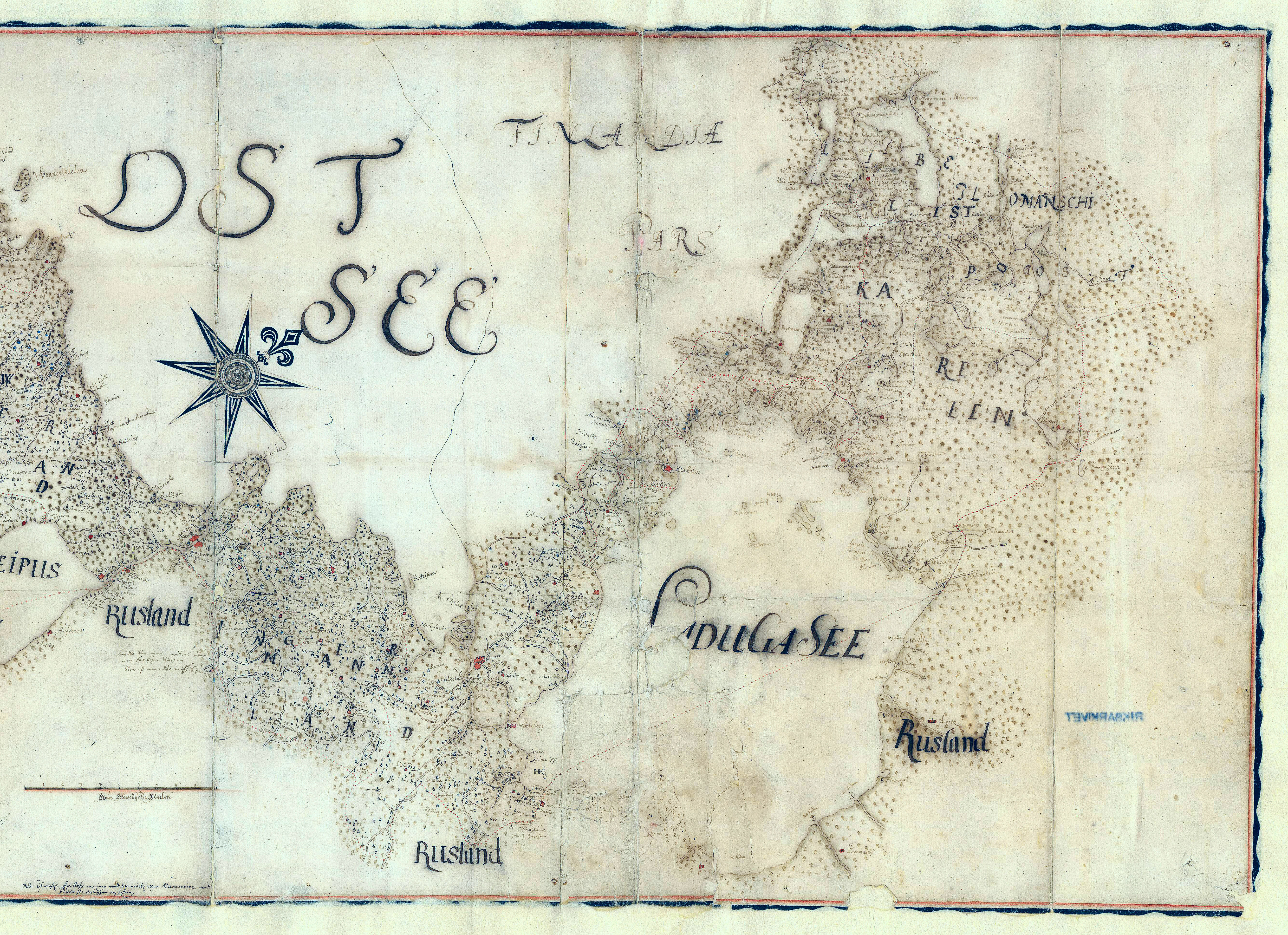 Карты Окрестностей Петербурга: Карта Карелии и Ингрии - 1650