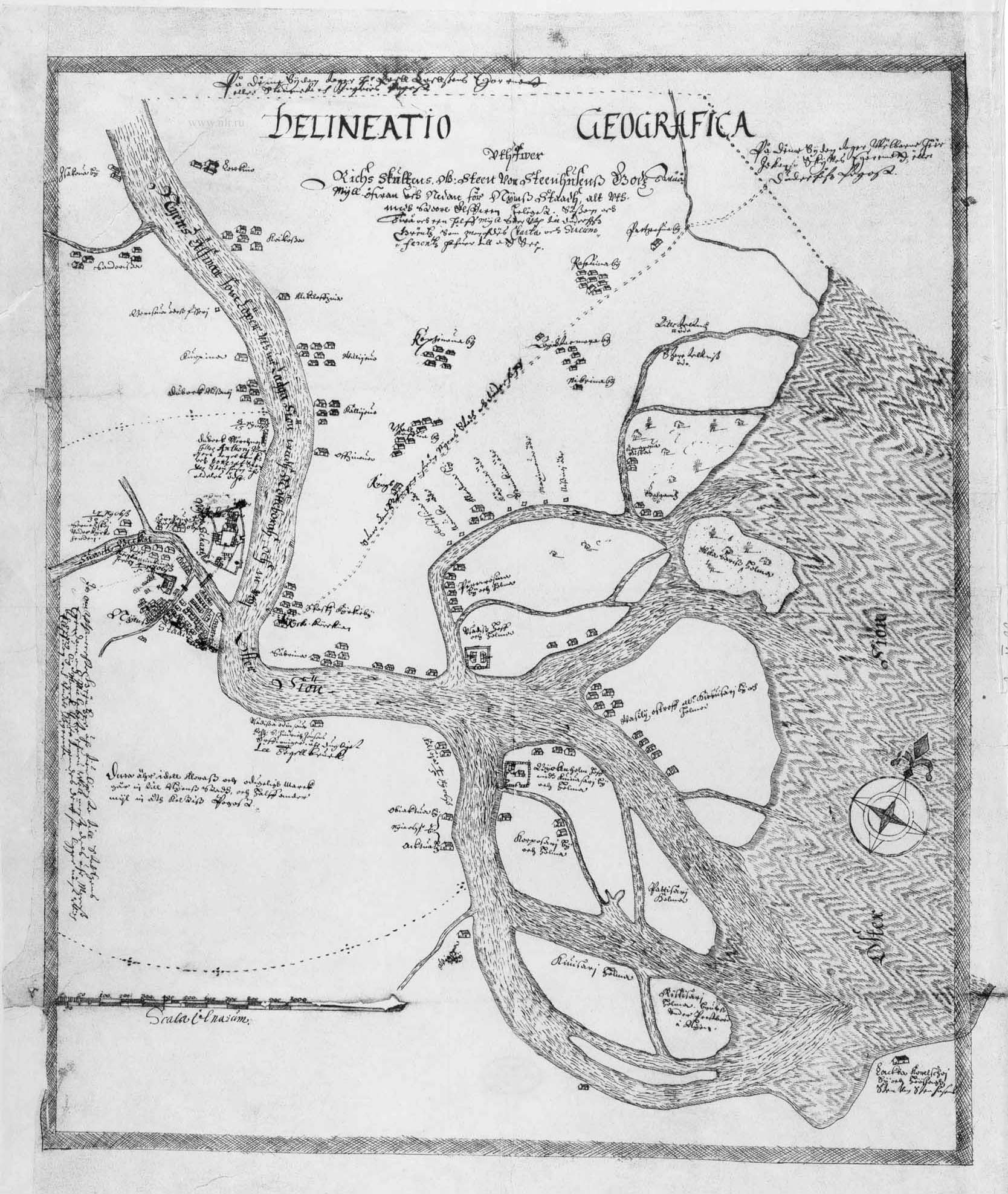 Географический чертеж земельного имущества генерального ревизора Стена фон Стенхаузена. 1643 год.