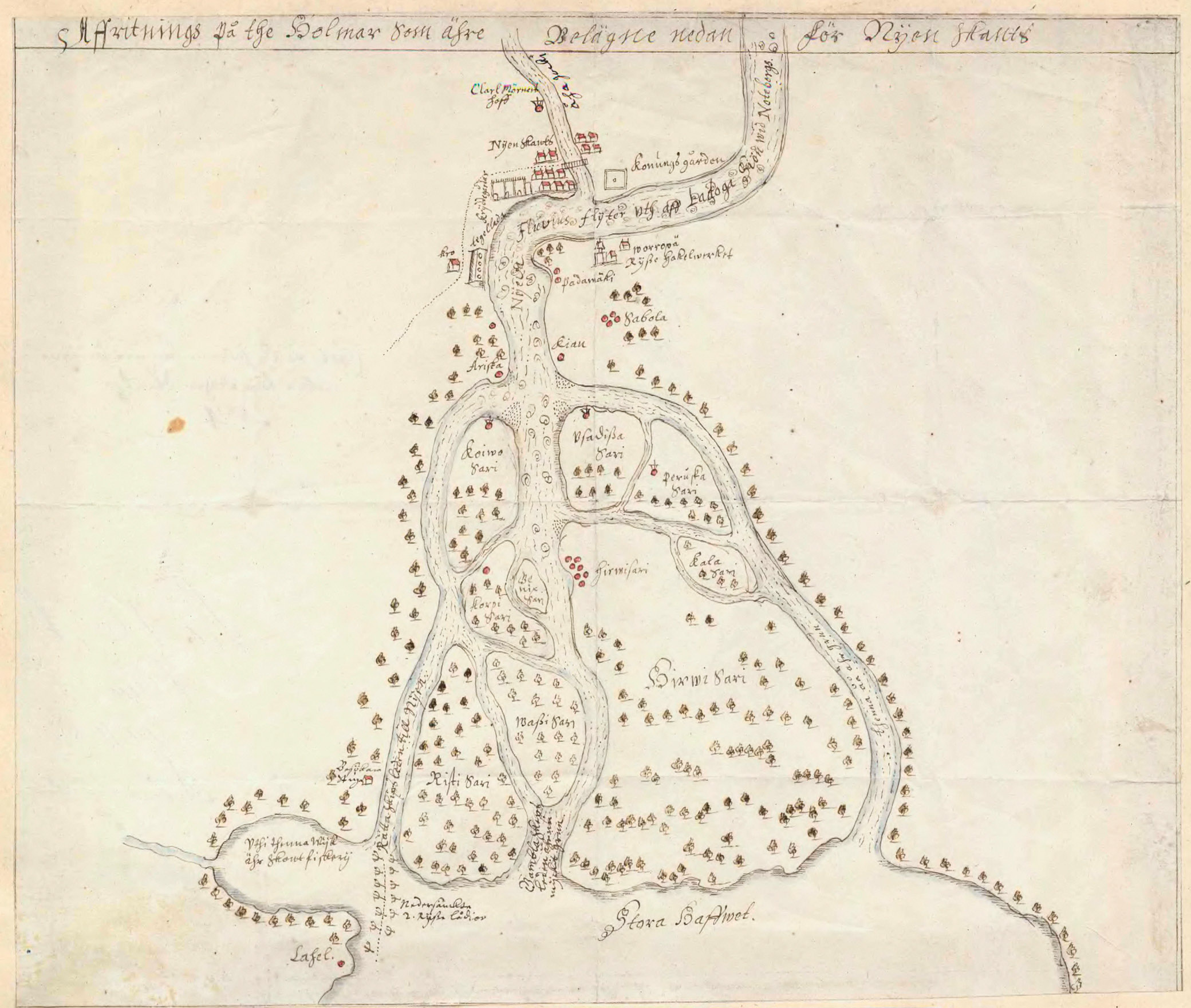 Карта островков, расположенных ниже Ниеншанца. 1650 год.