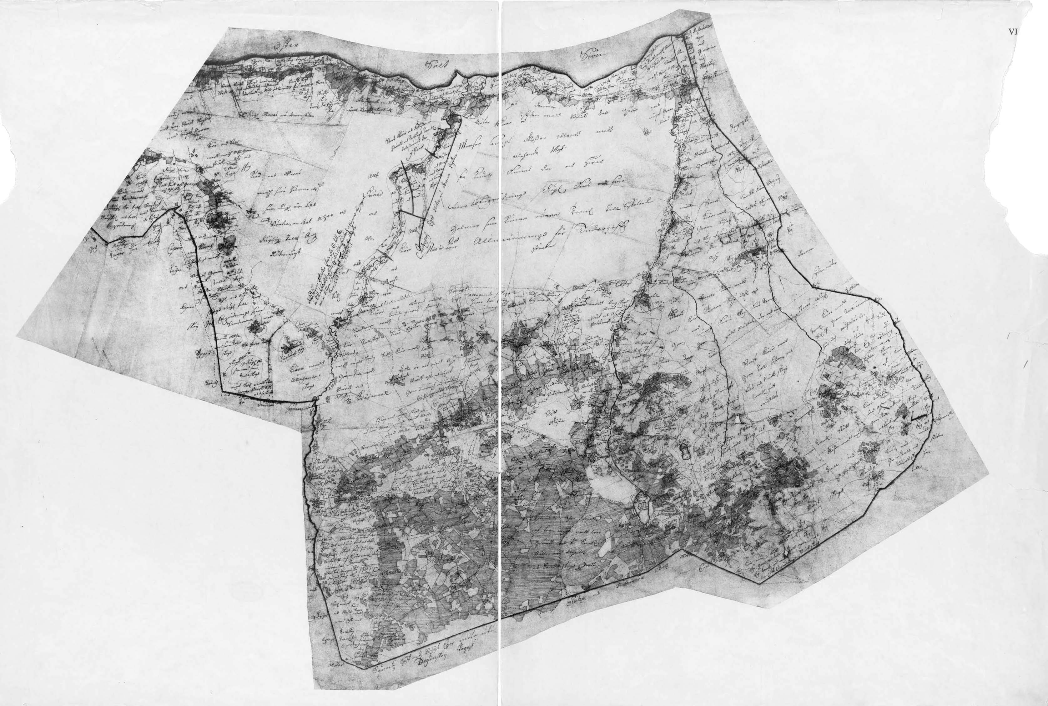 Геометрическая карта волости Дудергоф на севере Ингрии. 1680 год.