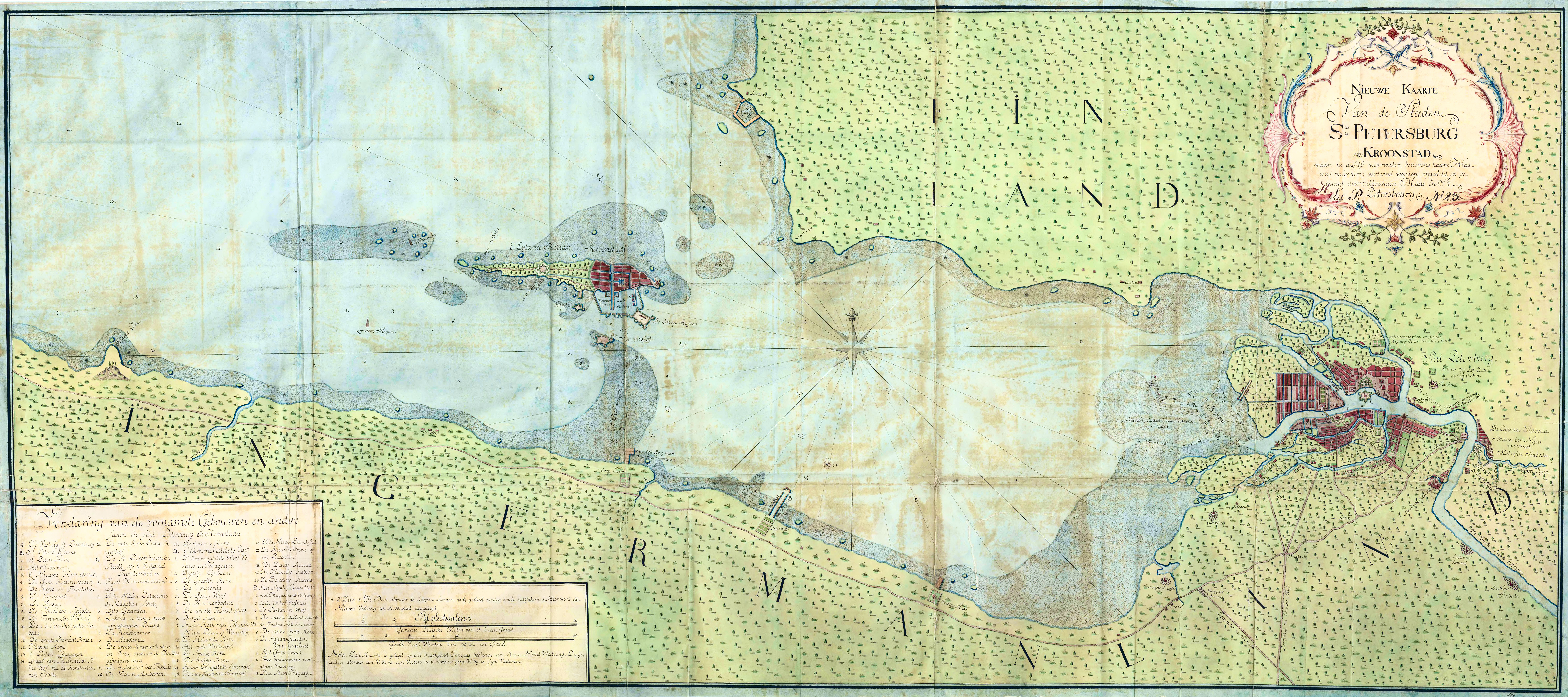 Карты Окрестностей Петербурга: Карта Кронштадт - Петербург - 1734